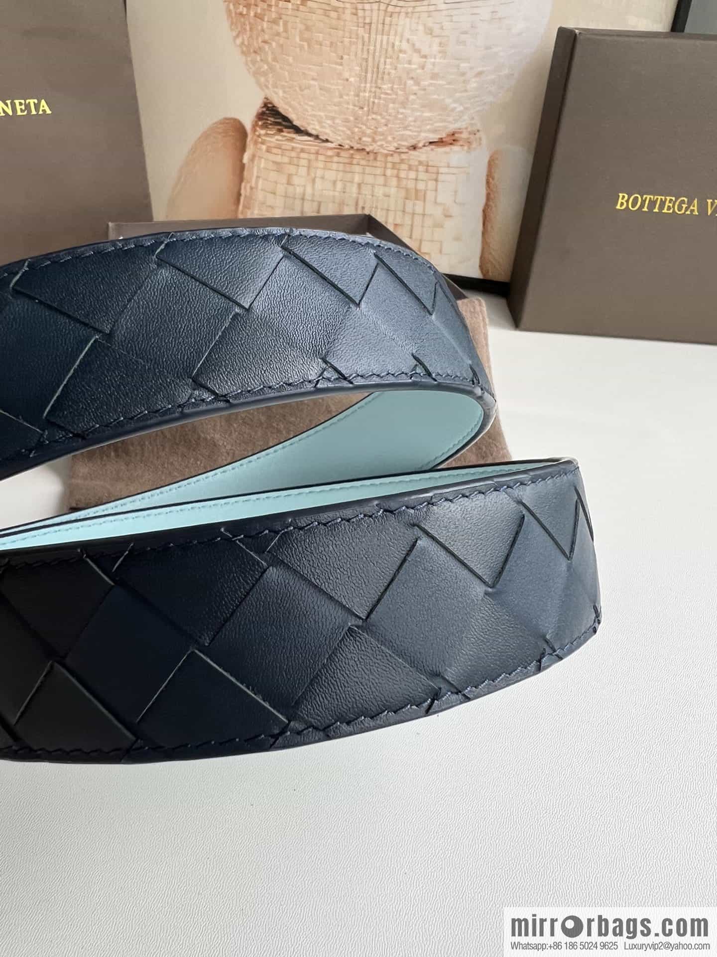 BV Baodian Replica Luxury Handbag, Handmade First Layer Cowhide Woven Men's 3.5cm Belt