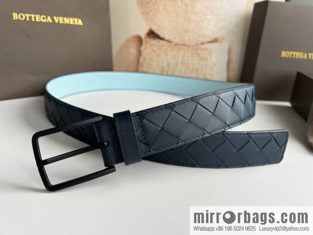 BV Baodian Replica Luxury Handbag, Handmade First Layer Cowhide Woven Men's 3.5cm Belt
