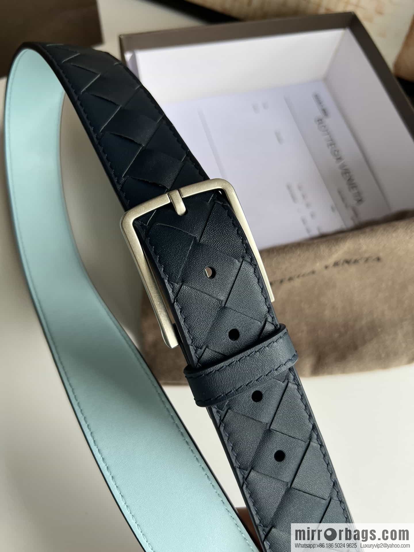 BV Baodian Replica Luxury Handbag, Handmade First Layer Cowhide Woven Men's 3.5cm Belt