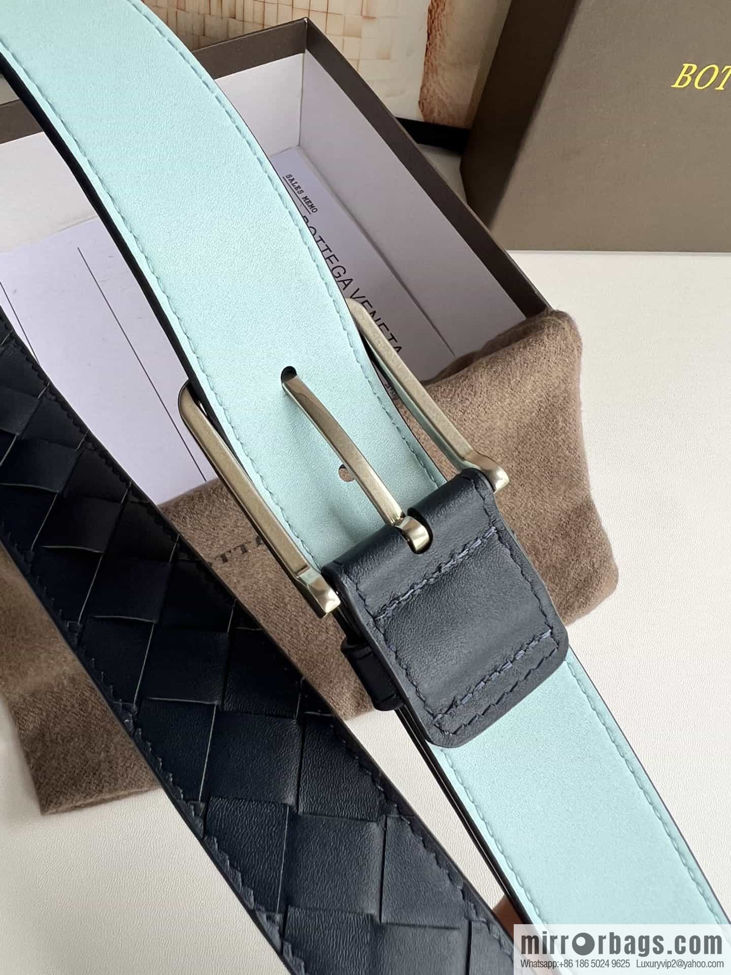 BV Baodian Replica Luxury Handbag, Handmade First Layer Cowhide Woven Men's 3.5cm Belt