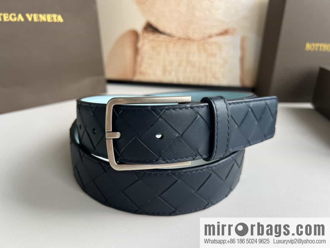 BV Baodian Replica Luxury Handbag, Handmade First Layer Cowhide Woven Men's 3.5cm Belt