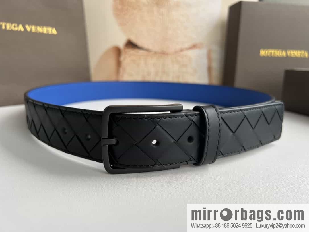 BV Baodian Replica Luxury Handbag, Handmade First Layer Cowhide Woven Men's 3.5cm Belt