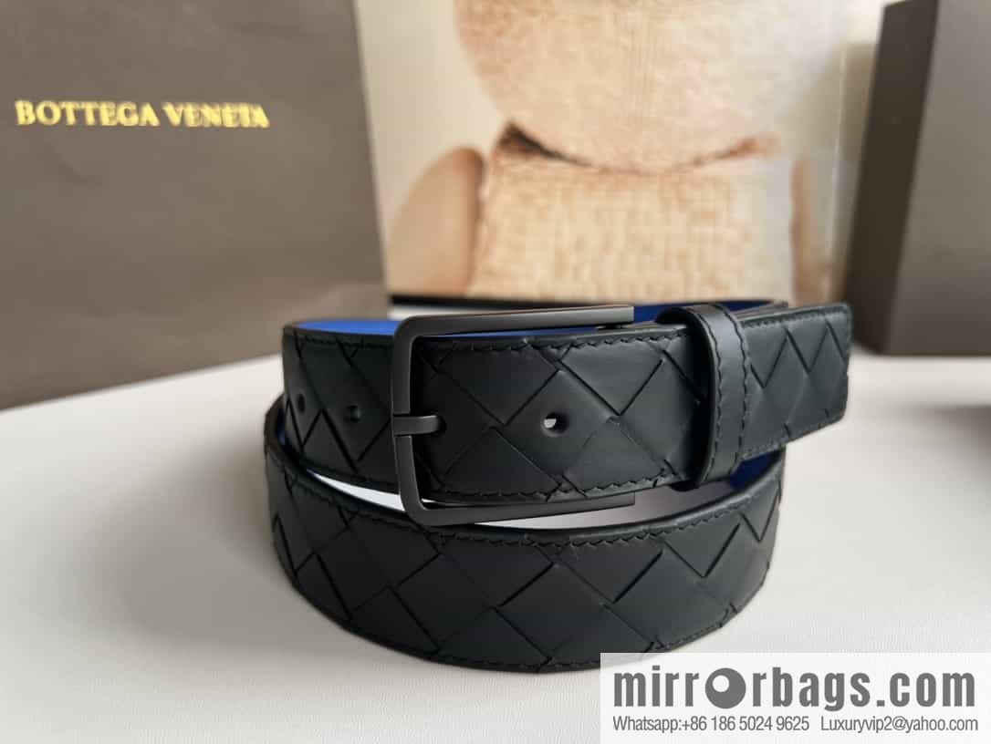 BV Baodian Replica Luxury Handbag, Handmade First Layer Cowhide Woven Men's 3.5cm Belt