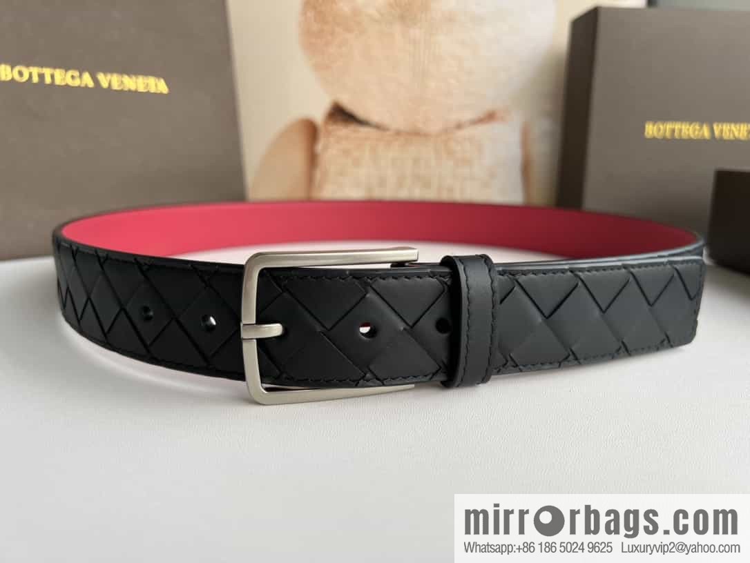 BV Baodian Replica Luxury Handbag, Handmade First Layer Cowhide Woven Men's 3.5cm Belt