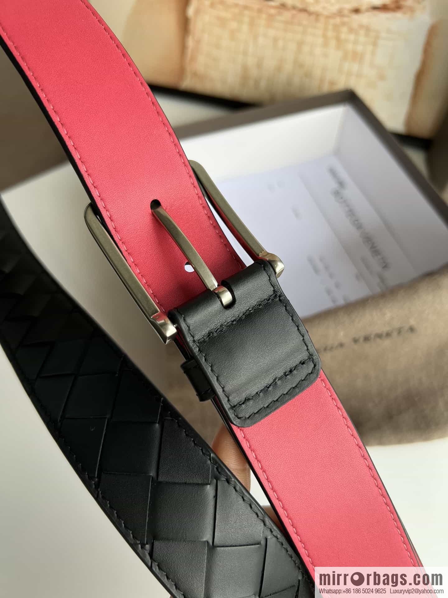 BV Baodian Replica Luxury Handbag, Handmade First Layer Cowhide Woven Men's 3.5cm Belt