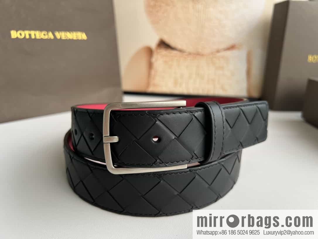 BV Baodian Replica Luxury Handbag, Handmade First Layer Cowhide Woven Men's 3.5cm Belt