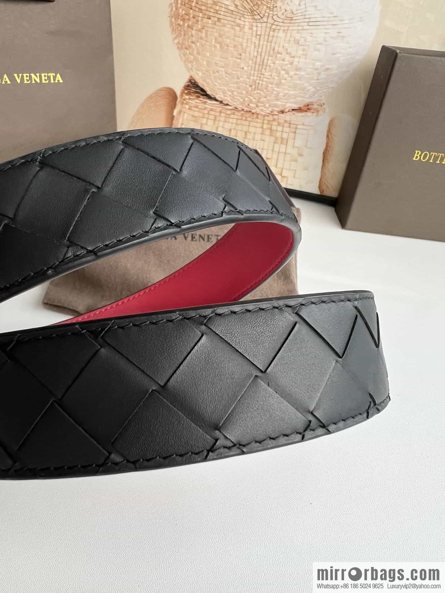 BV Baodian Replica Luxury Handbag, Handmade First Layer Cowhide Woven Men's 3.5cm Belt