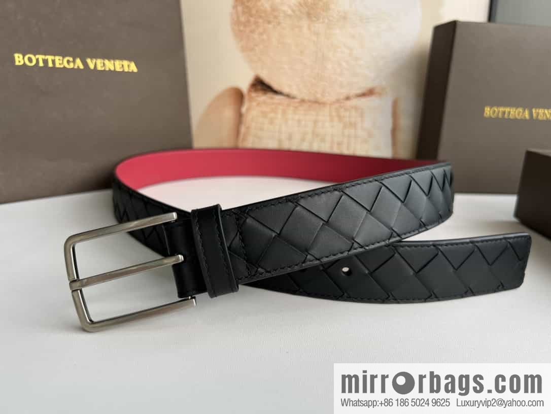 BV Baodian Replica Luxury Handbag, Handmade First Layer Cowhide Woven Men's 3.5cm Belt