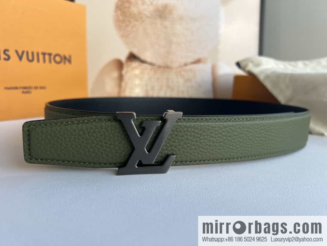 LV/Louis Vuitton Heritagex Double Sided Belt Select Grain Leather Belt 35mm