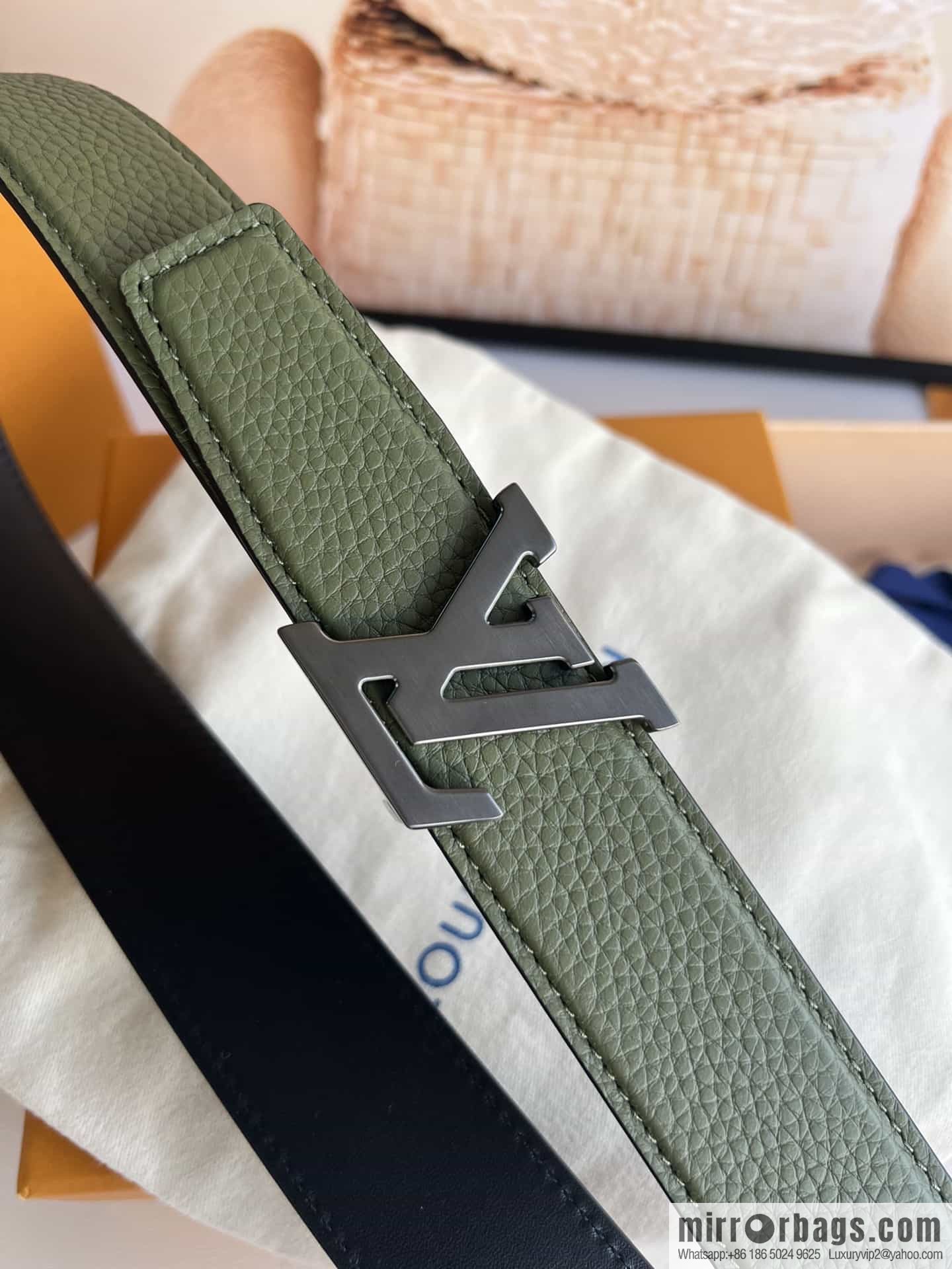 LV/Louis Vuitton Heritagex Double Sided Belt Select Grain Leather Belt 35mm
