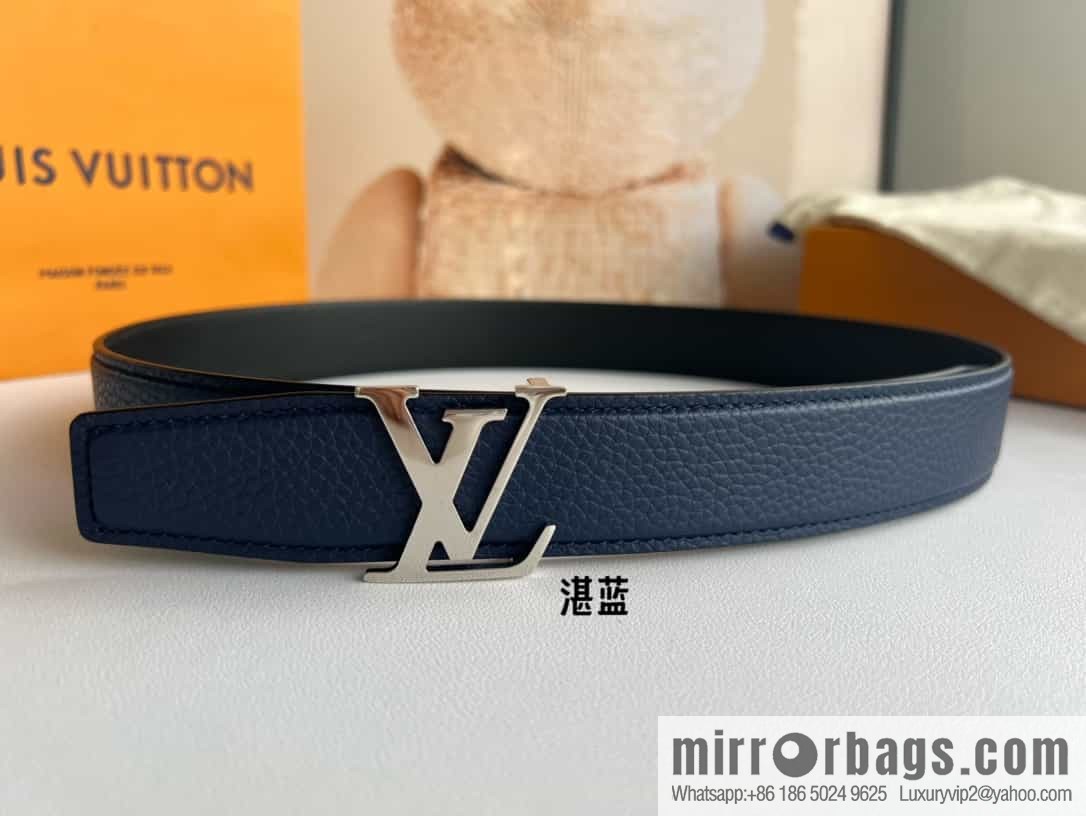 LV/Louis Vuitton Heritagex Double Sided Belt Select Grain Leather Belt 35mm