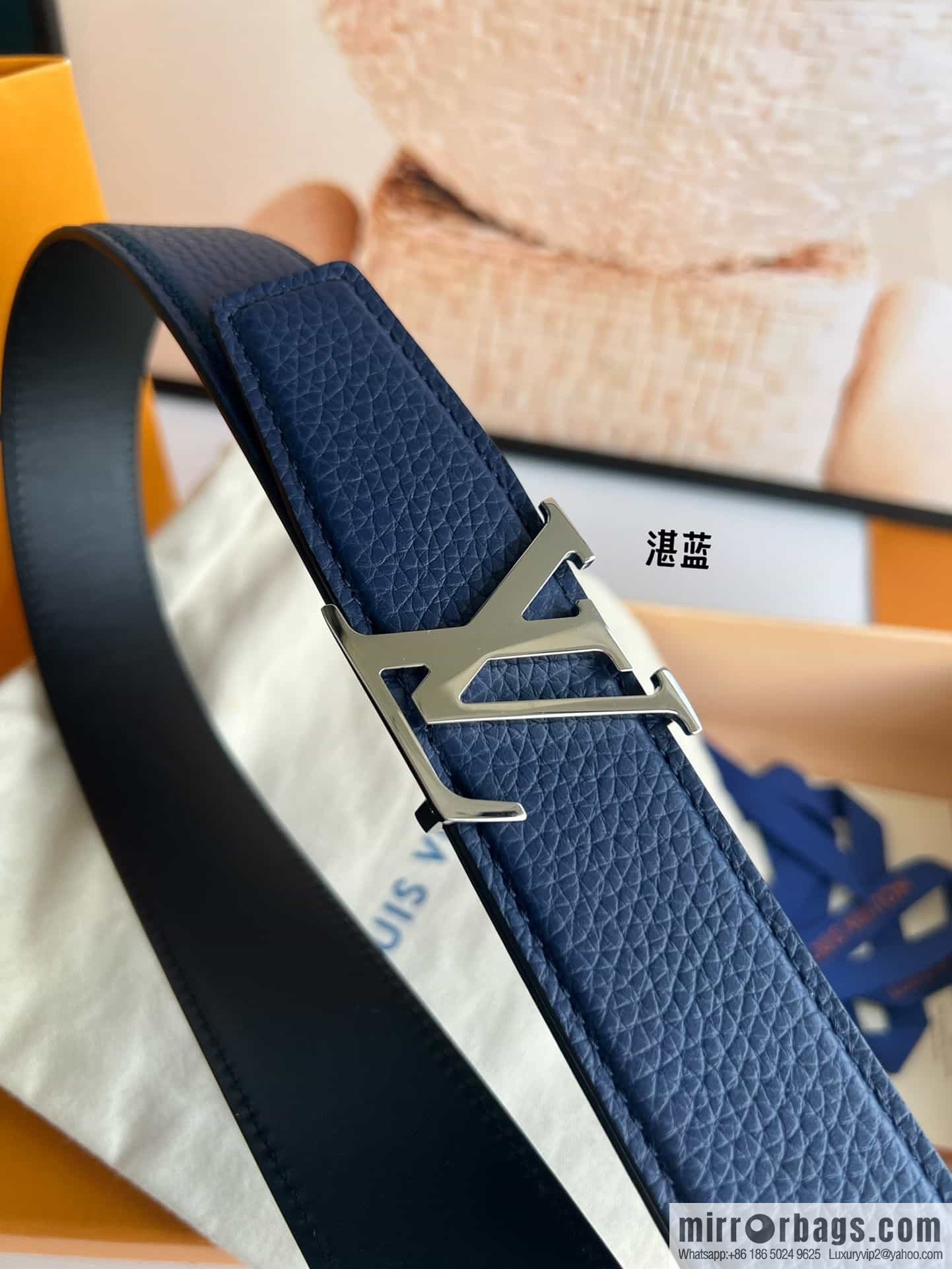 LV/Louis Vuitton Heritagex Double Sided Belt Select Grain Leather Belt 35mm