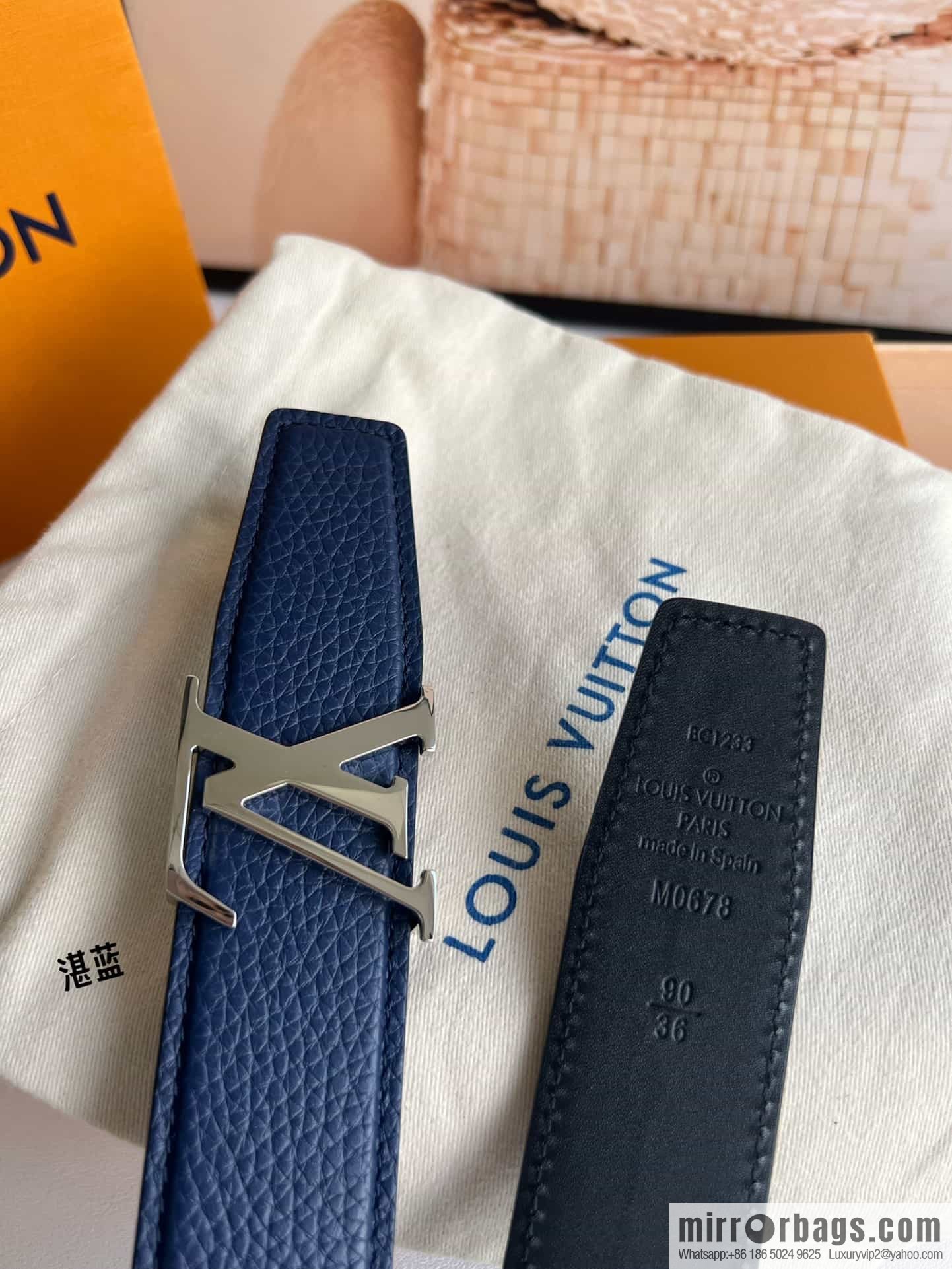 LV/Louis Vuitton Heritagex Double Sided Belt Select Grain Leather Belt 35mm