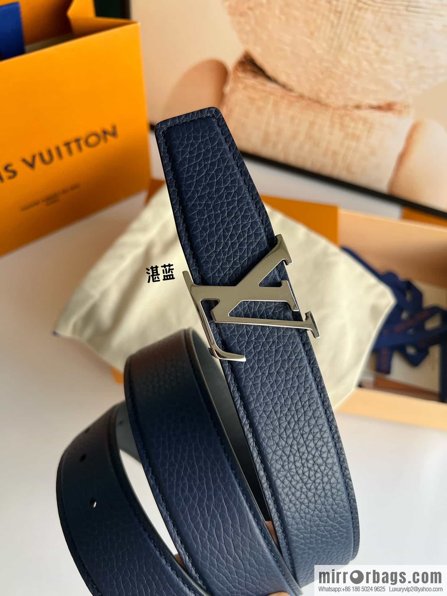 LV/Louis Vuitton Heritagex Double Sided Belt Select Grain Leather Belt 35mm