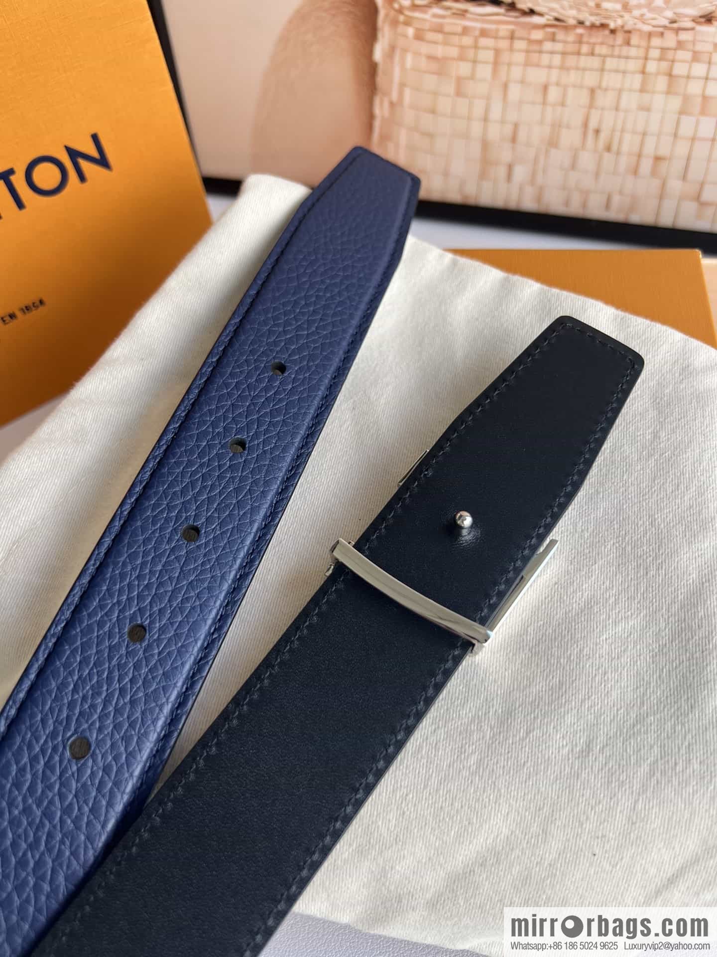 LV/Louis Vuitton Heritagex Double Sided Belt Select Grain Leather Belt 35mm