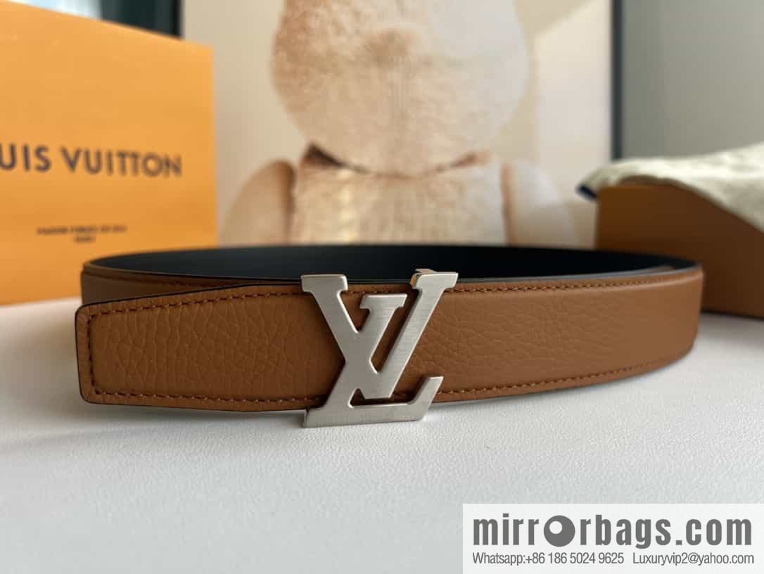 LV/Louis Vuitton Heritagex Double Sided Belt Select Grain Leather Belt 35mm