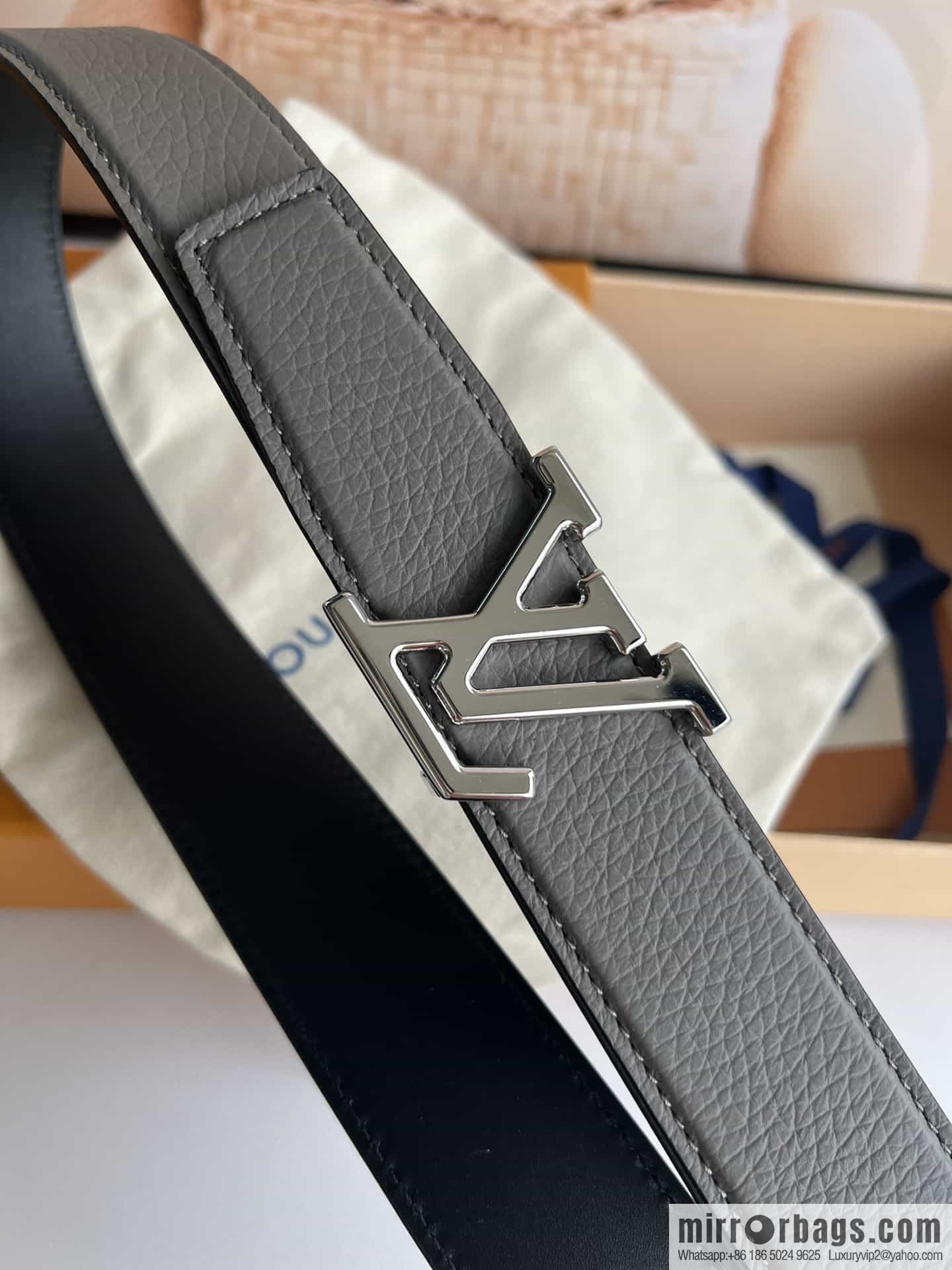LV/Louis Vuitton Heritagex Double Sided Belt Select Grain Leather Belt 35mm