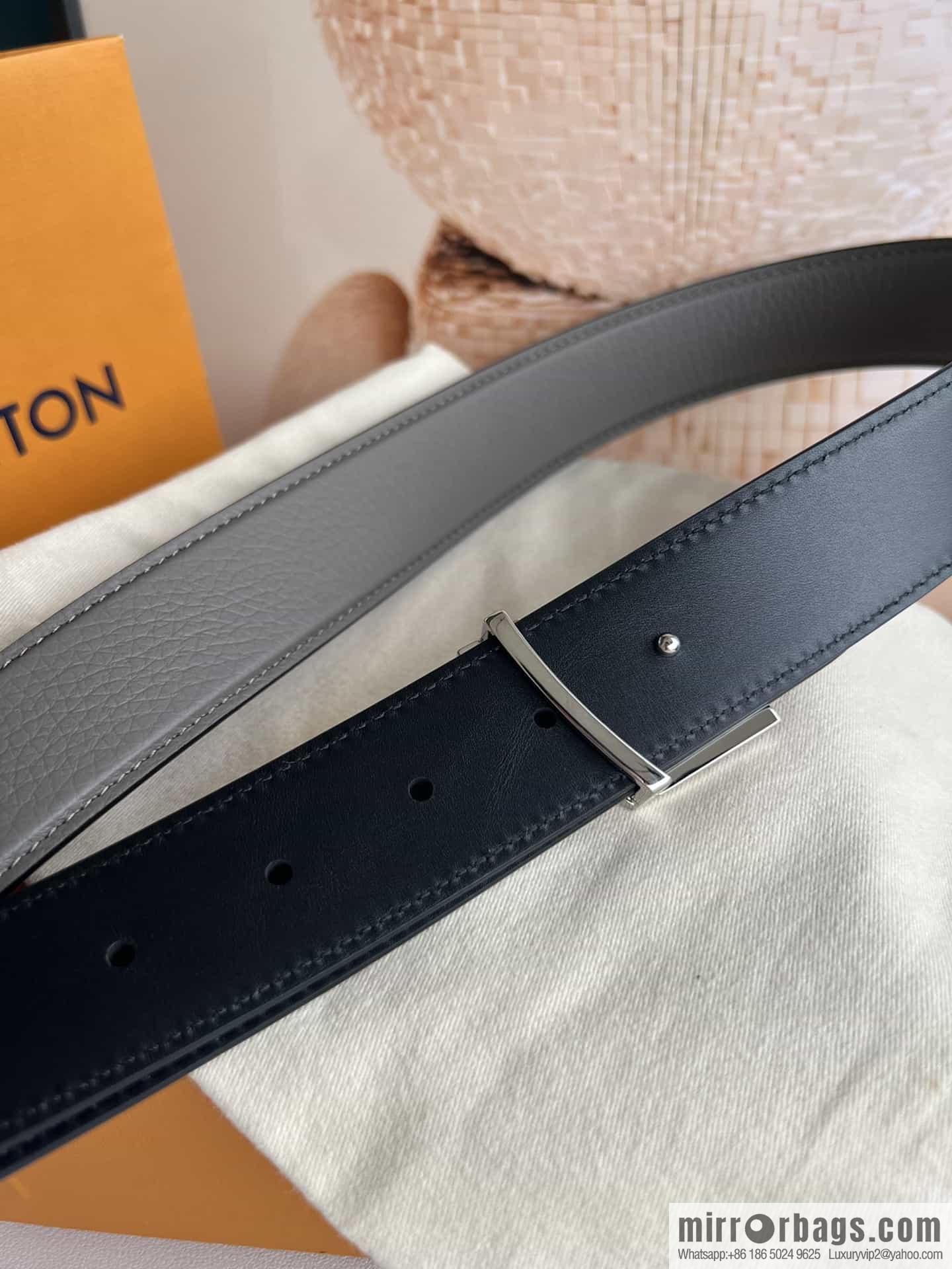 LV/Louis Vuitton Heritagex Double Sided Belt Select Grain Leather Belt 35mm