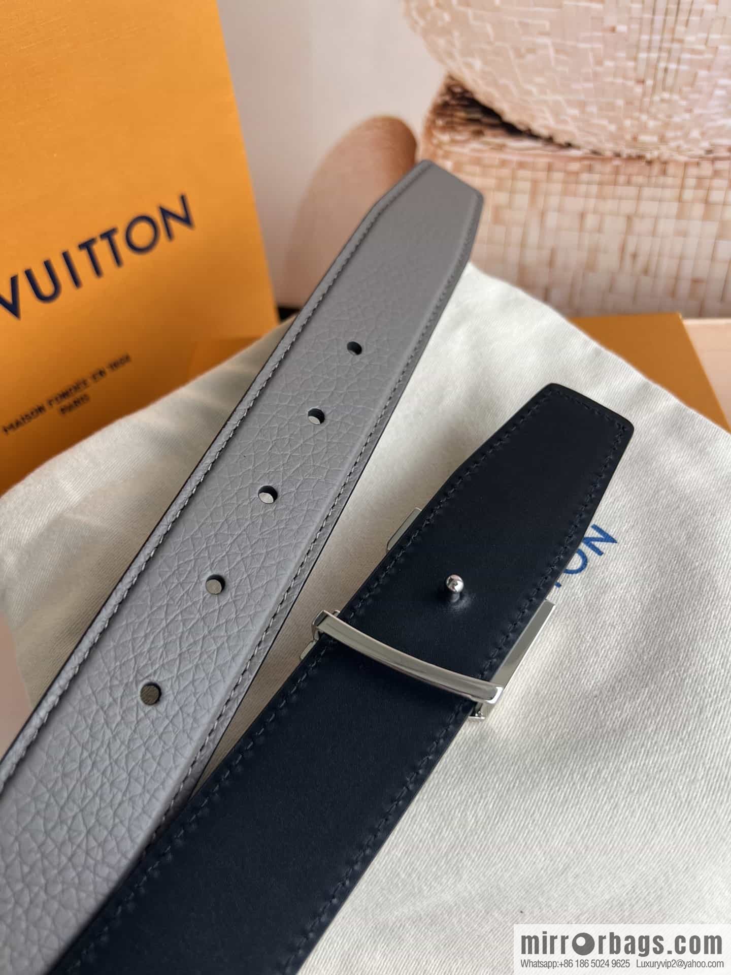 LV/Louis Vuitton Heritagex Double Sided Belt Select Grain Leather Belt 35mm