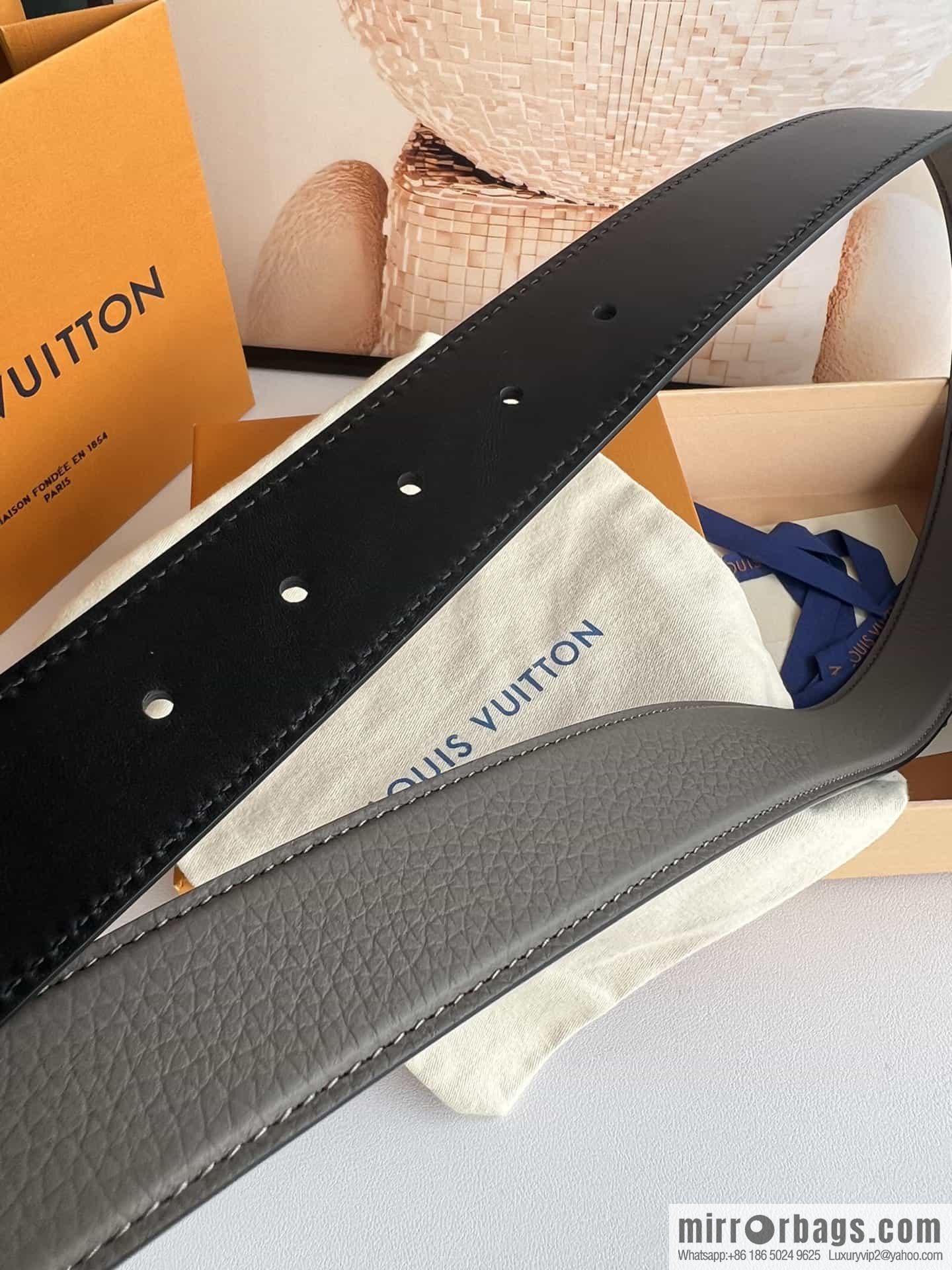 LV/Louis Vuitton Heritagex Double Sided Belt Select Grain Leather Belt 35mm