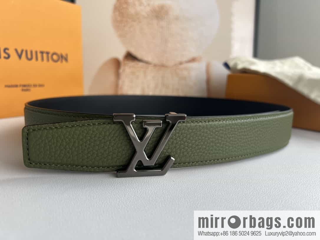 LV/Louis Vuitton Heritagex Double Sided Belt Select Grain Leather Belt 35mm