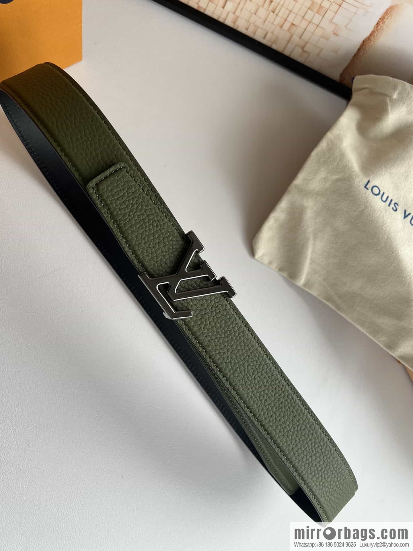 LV/Louis Vuitton Heritagex Double Sided Belt Select Grain Leather Belt 35mm