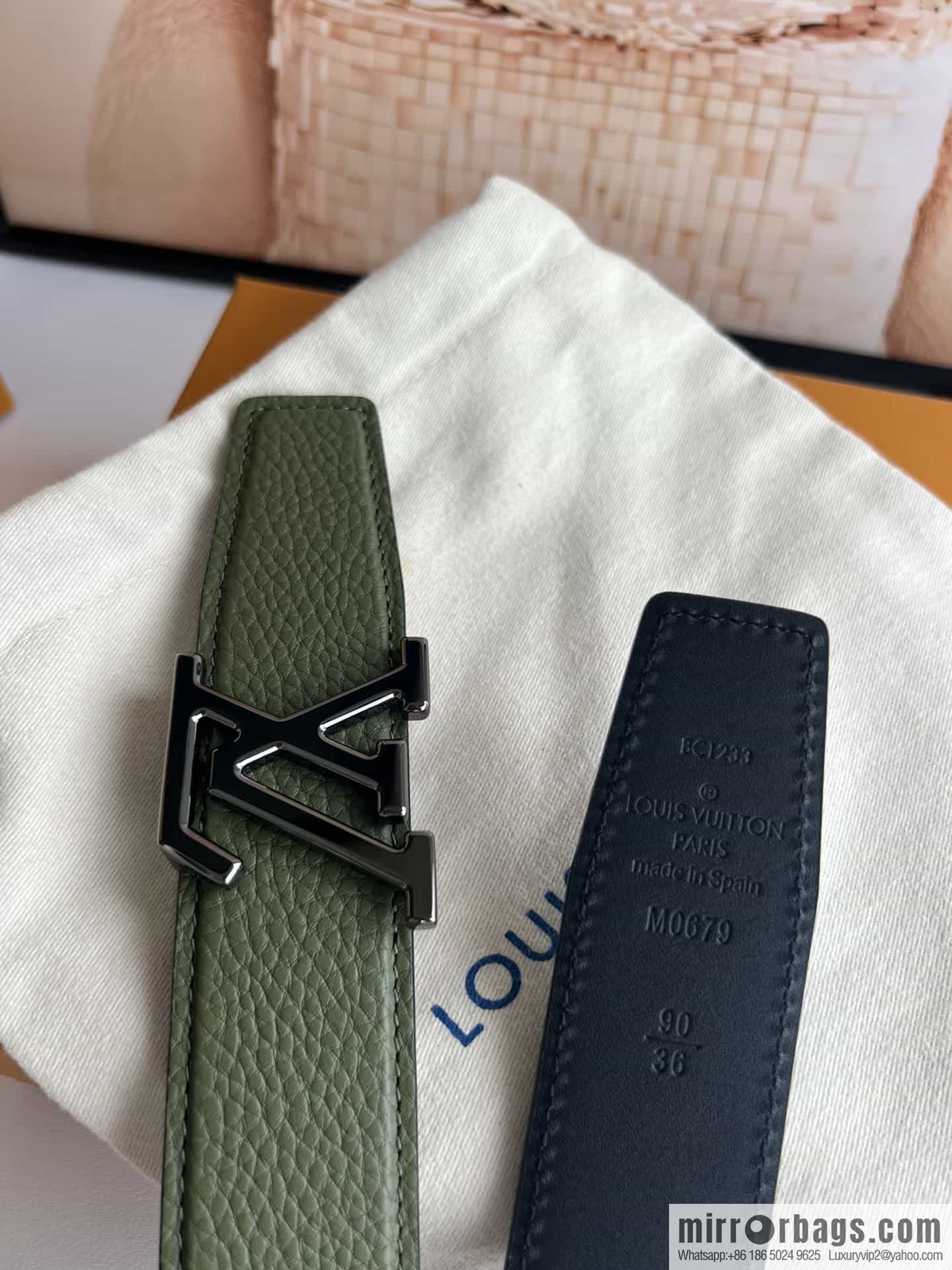 LV/Louis Vuitton Heritagex Double Sided Belt Select Grain Leather Belt 35mm