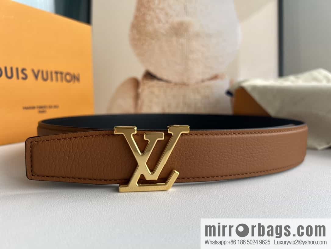 LV/Louis Vuitton Heritagex Double Sided Belt Select Grain Leather Belt 35mm