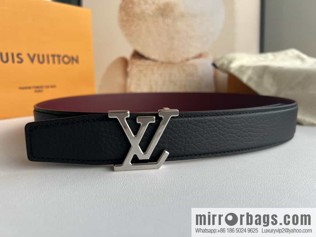 LV/Louis Vuitton Heritagex Double Sided Belt Select Grain Leather Belt 35mm