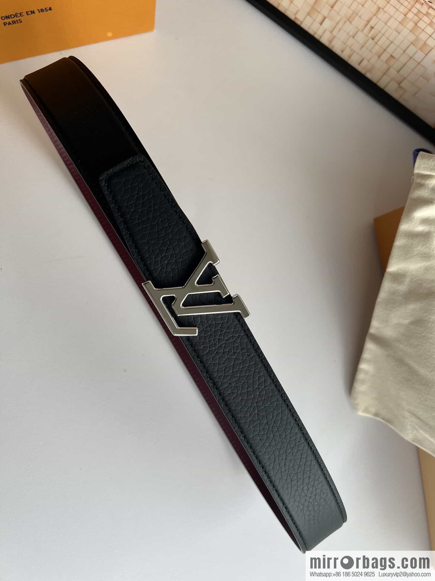 LV/Louis Vuitton Heritagex Double Sided Belt Select Grain Leather Belt 35mm