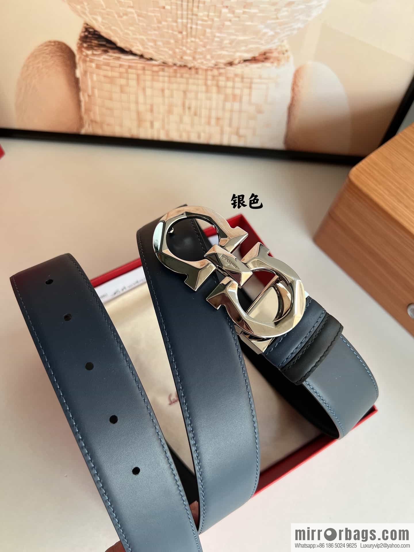 Salvatore Ferragamo Men's 3.5cm Delicate Double Circle Original Rhombus Buckle Belt