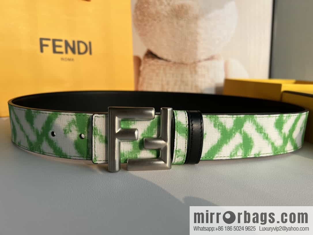 FENDI Fendi FF logo superb craftsmanship metal buckle men's 3.5cm belt
