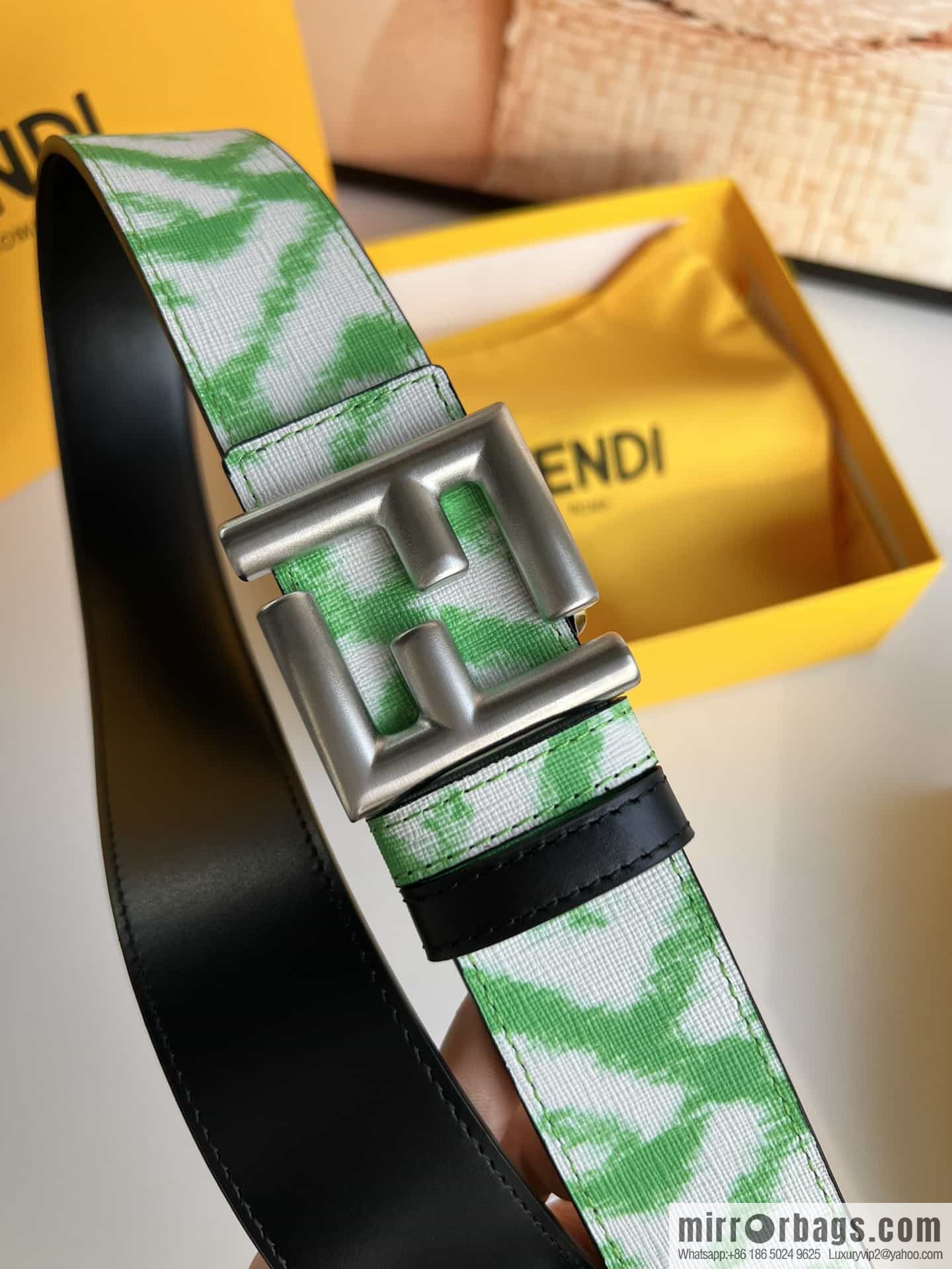 FENDI Fendi FF logo superb craftsmanship metal buckle men's 3.5cm belt