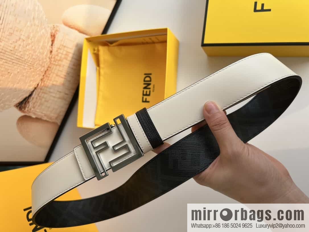 ENDI Fendi, canvas FF logo inner first layer cowhide belt