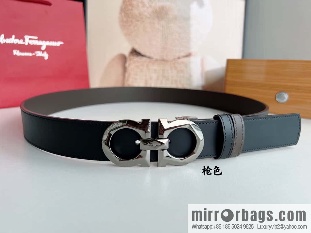 Ferragamo Ferragamo, first layer calfskin men's 3.5cm belt