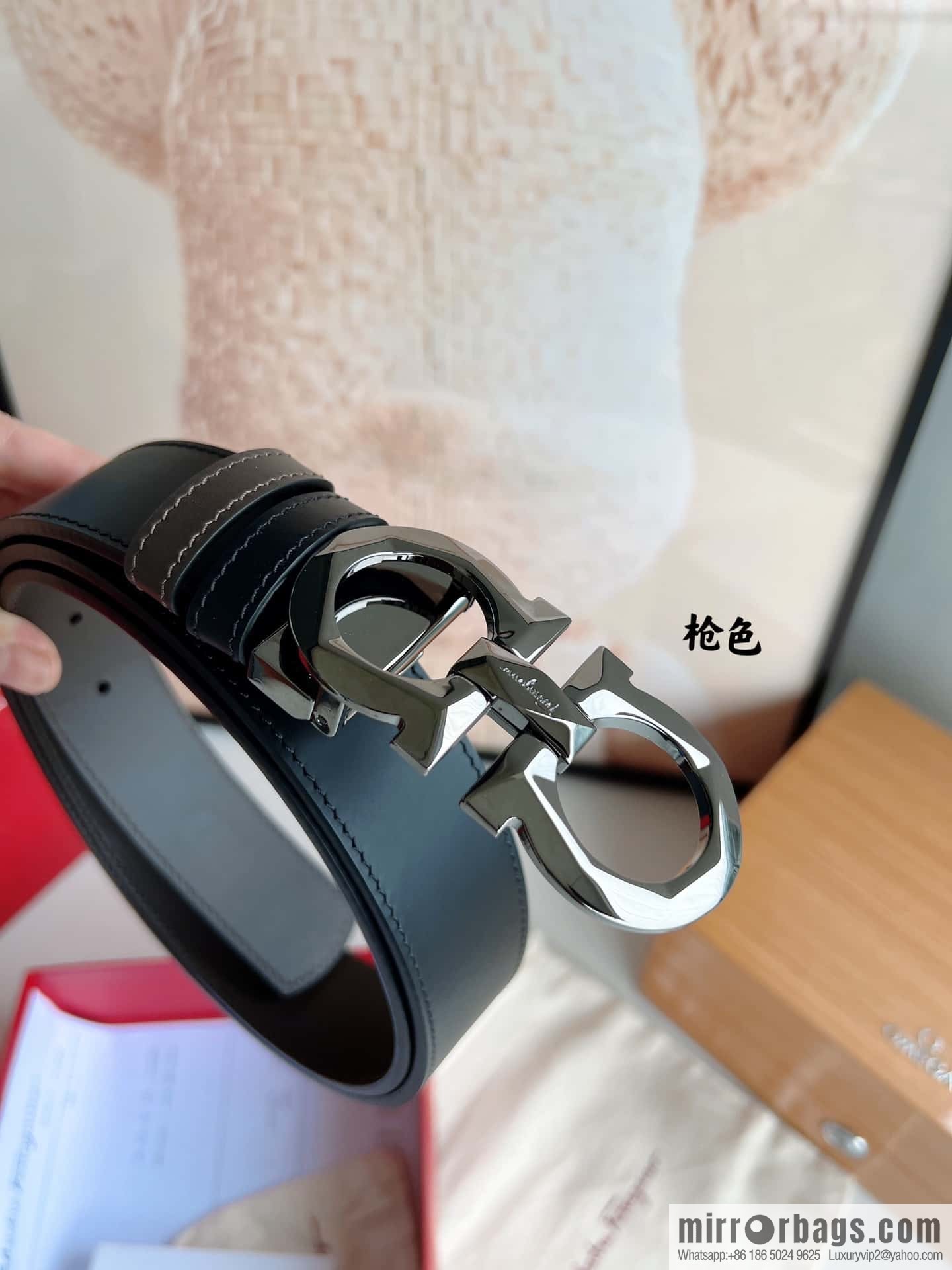 Ferragamo Ferragamo, first layer calfskin men's 3.5cm belt