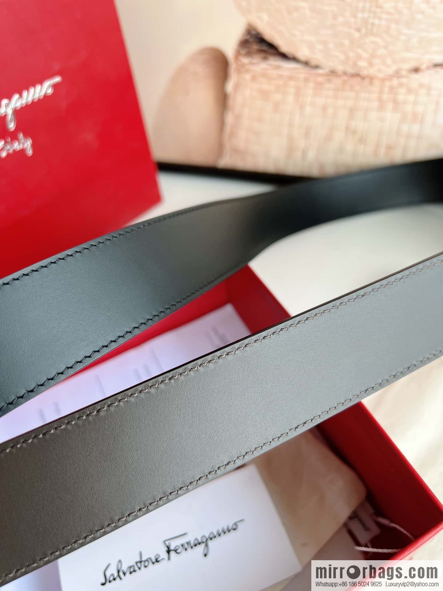 Ferragamo Ferragamo, first layer calfskin men's 3.5cm belt