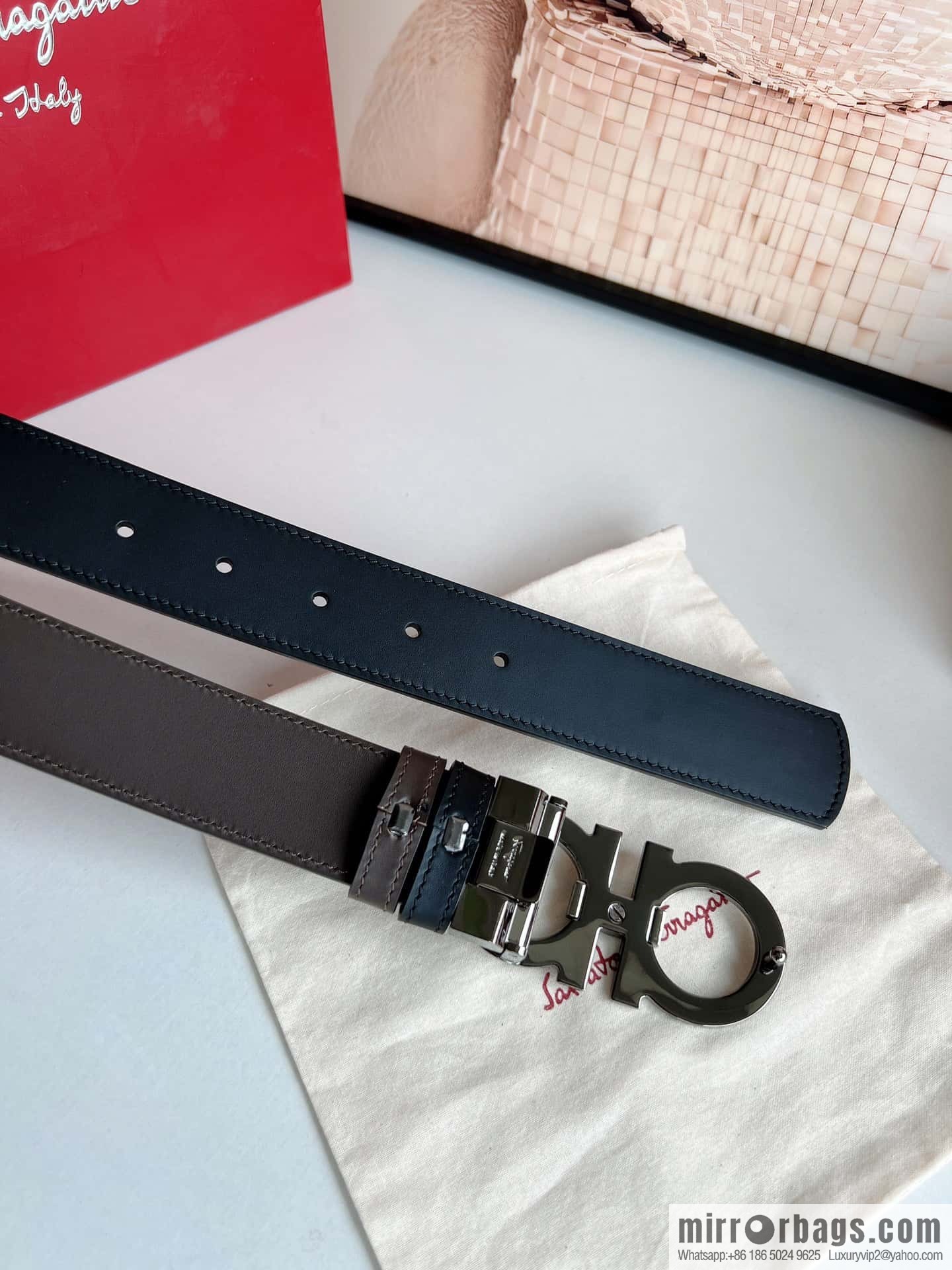 Ferragamo Ferragamo, first layer calfskin men's 3.5cm belt