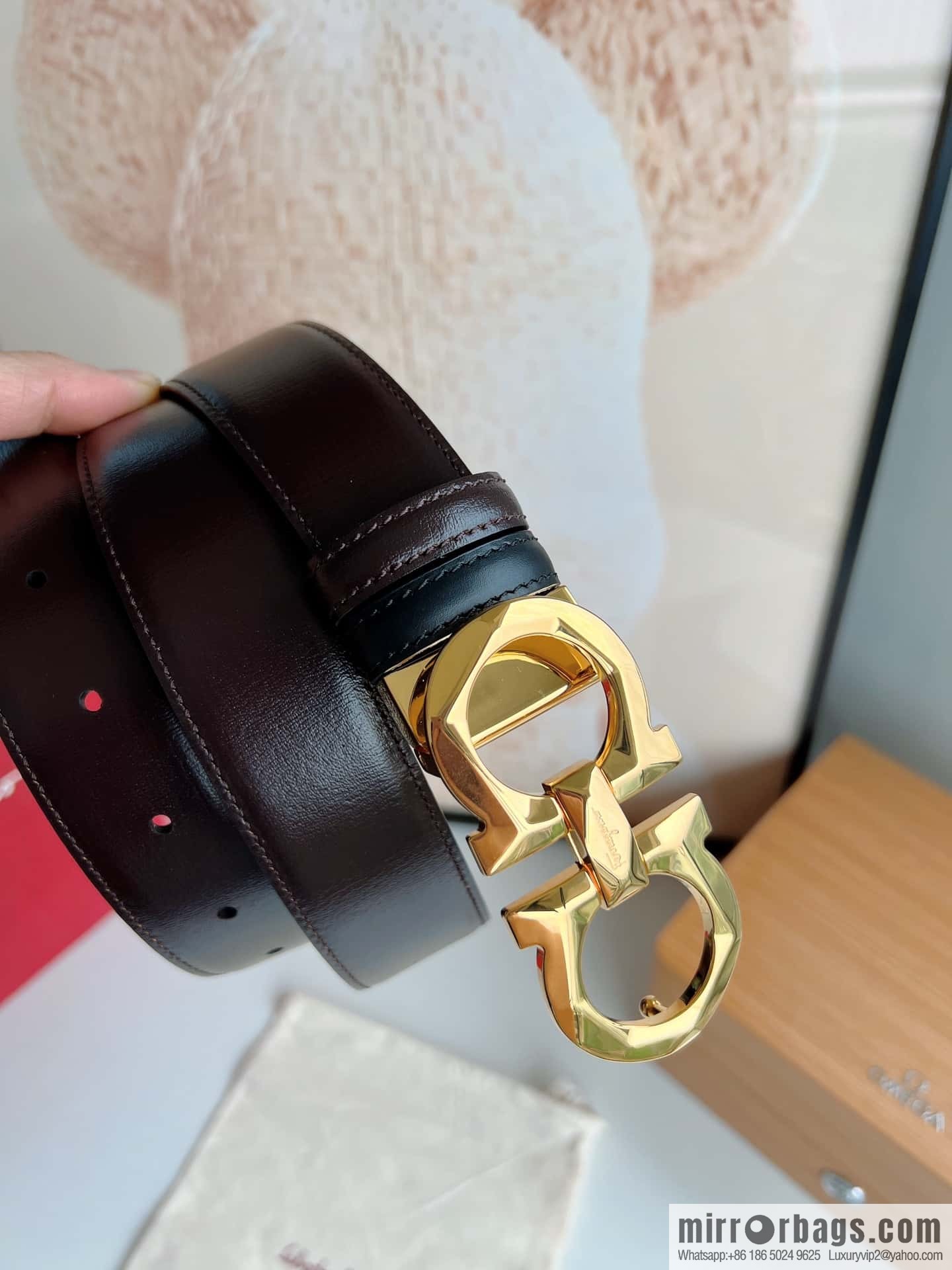 Ferragamo Ferragamo, first layer calfskin men's 3.5cm belt