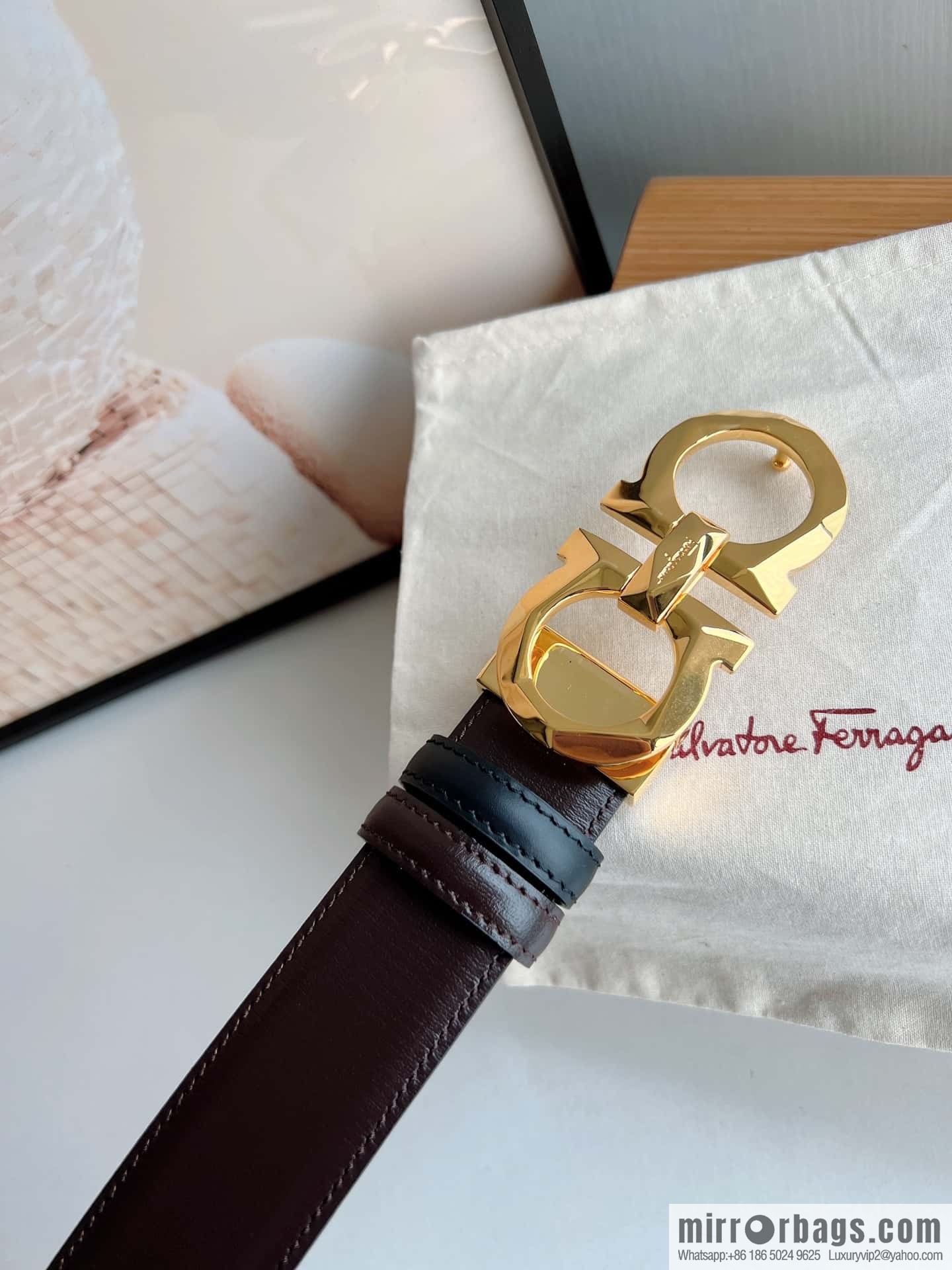 Ferragamo Ferragamo, first layer calfskin men's 3.5cm belt