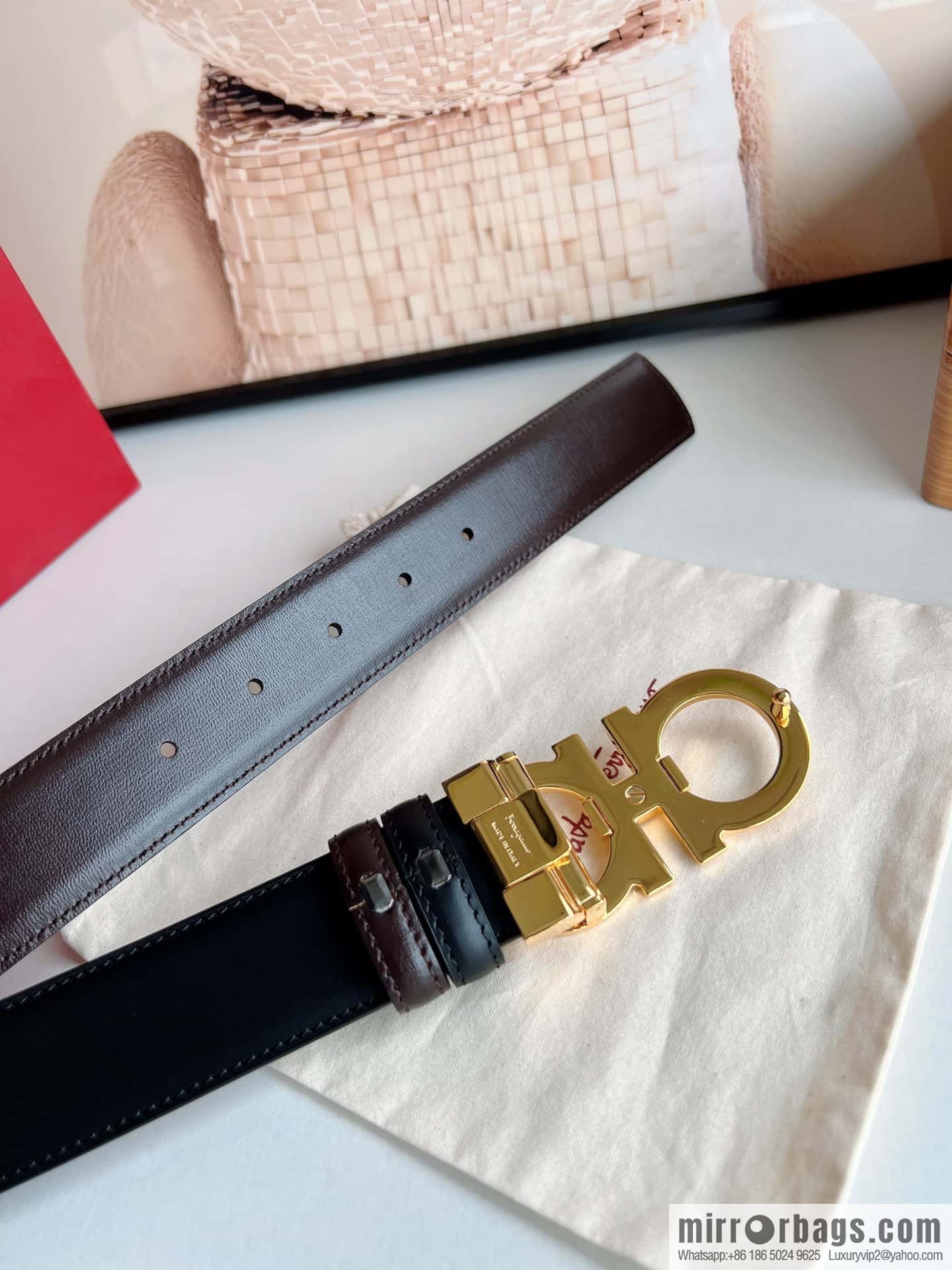 Ferragamo Ferragamo, first layer calfskin men's 3.5cm belt