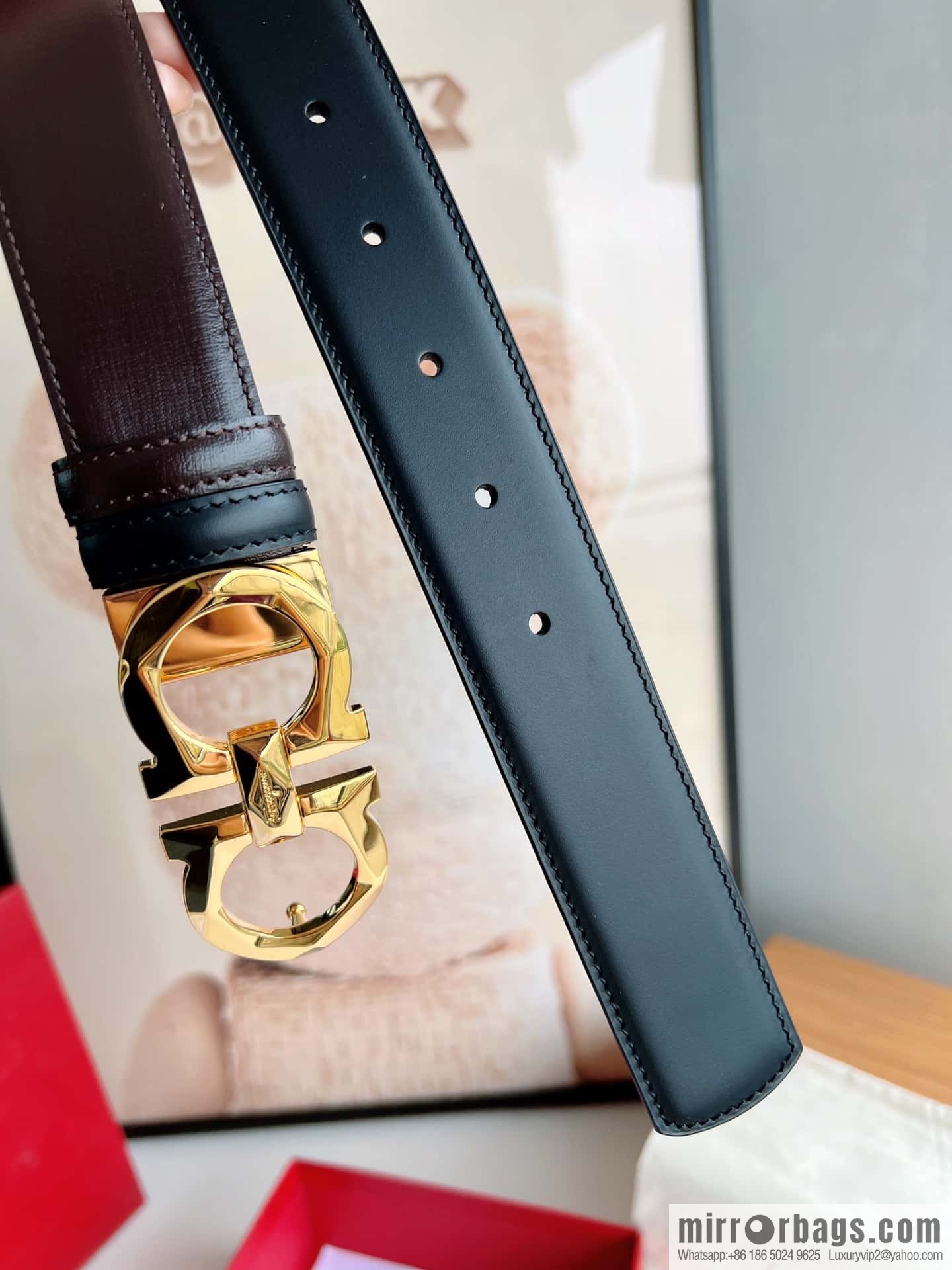 Ferragamo Ferragamo, first layer calfskin men's 3.5cm belt