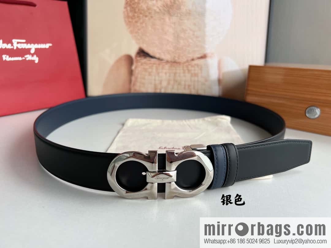 Ferragamo Ferragamo, first layer calfskin men's 3.5cm belt