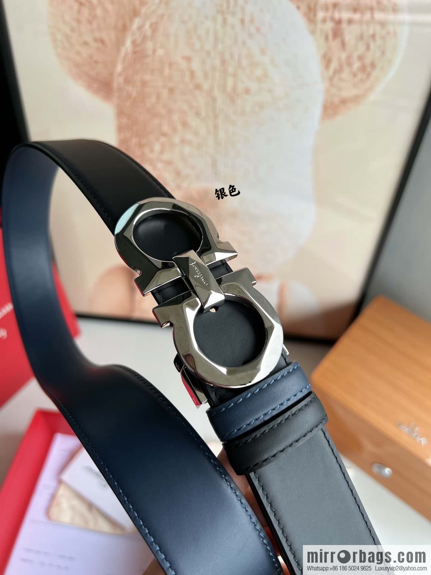 Ferragamo Ferragamo, first layer calfskin men's 3.5cm belt