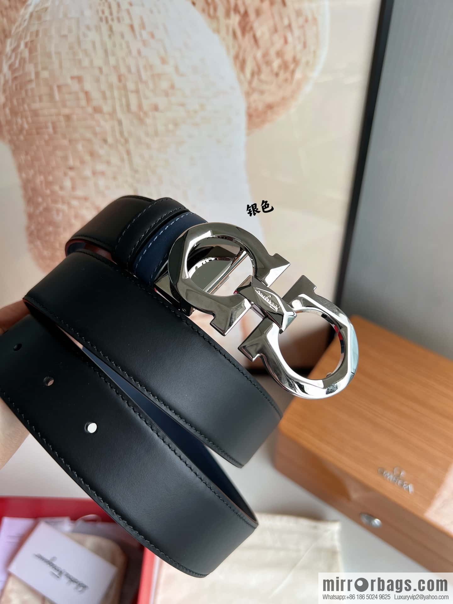 Ferragamo Ferragamo, first layer calfskin men's 3.5cm belt