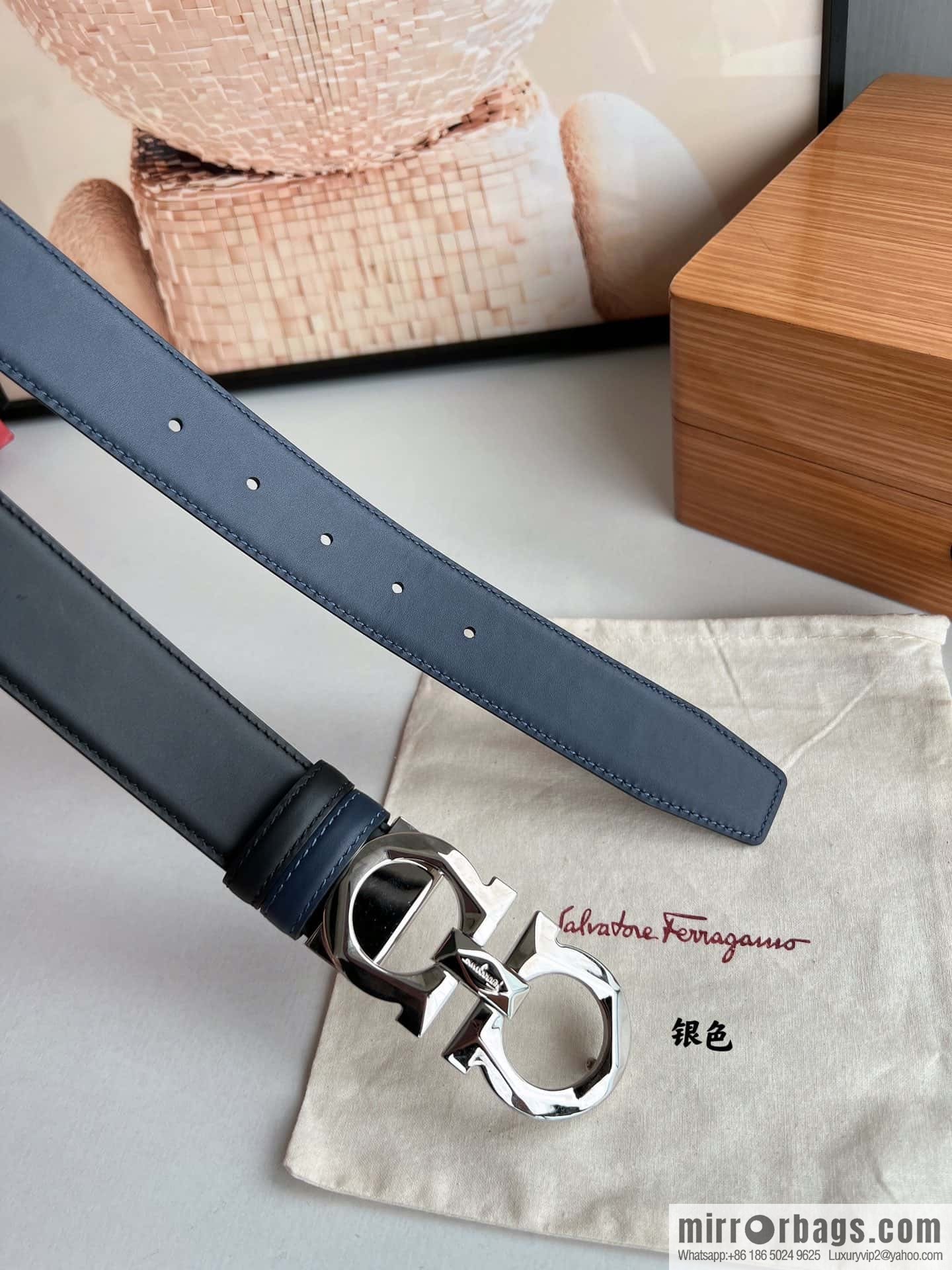 Ferragamo Ferragamo, first layer calfskin men's 3.5cm belt