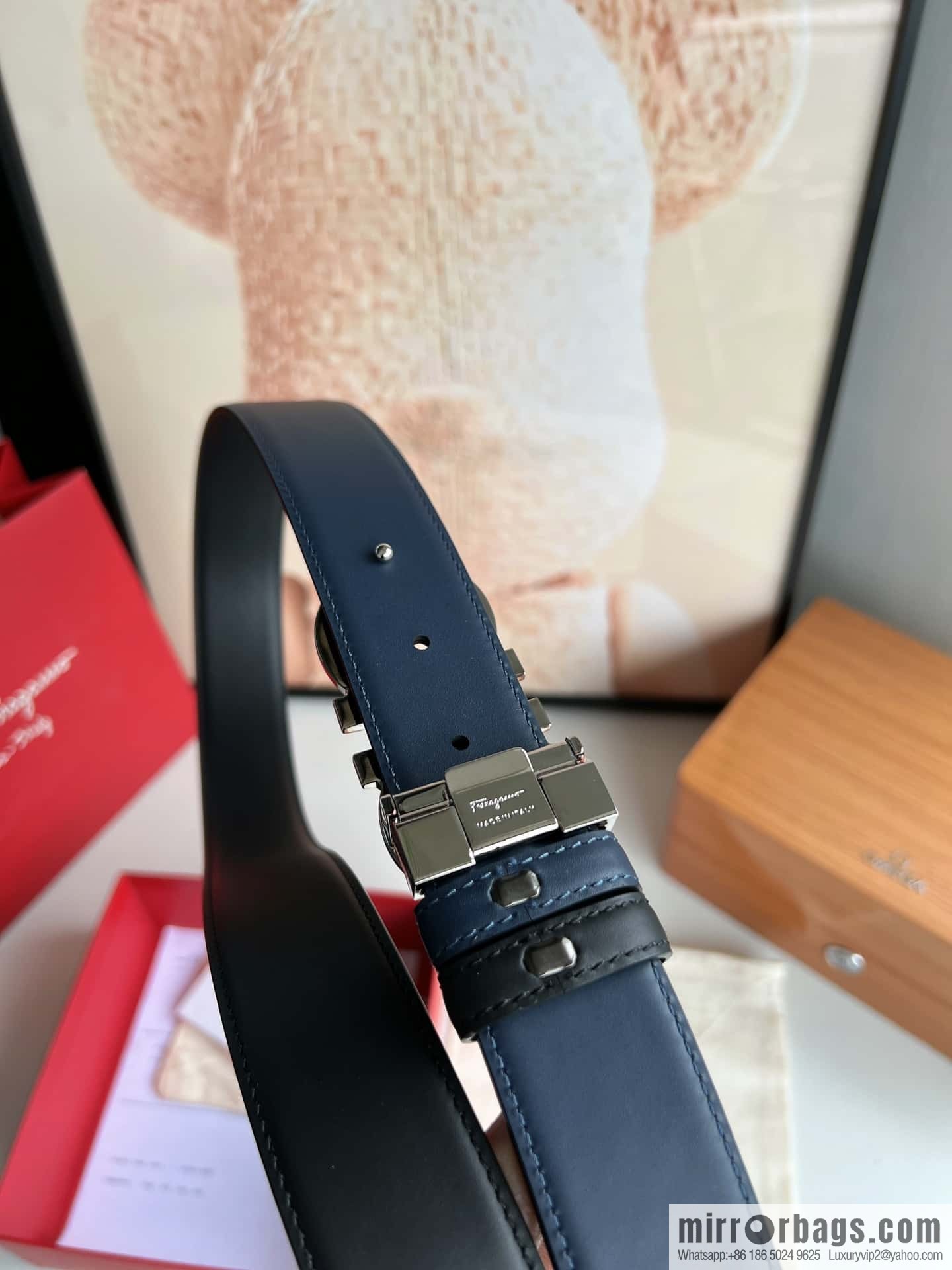 Ferragamo Ferragamo, first layer calfskin men's 3.5cm belt