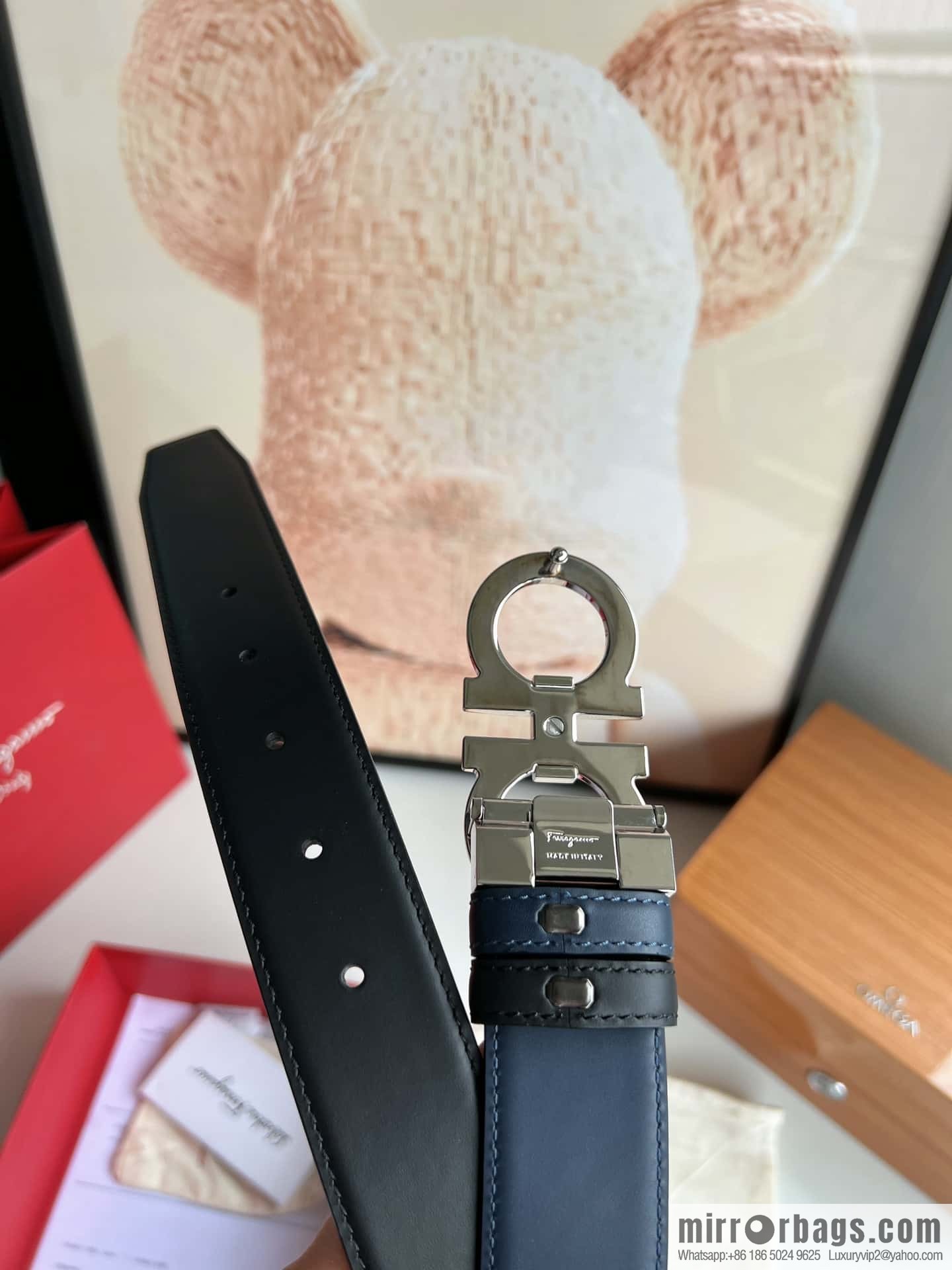Ferragamo Ferragamo, first layer calfskin men's 3.5cm belt