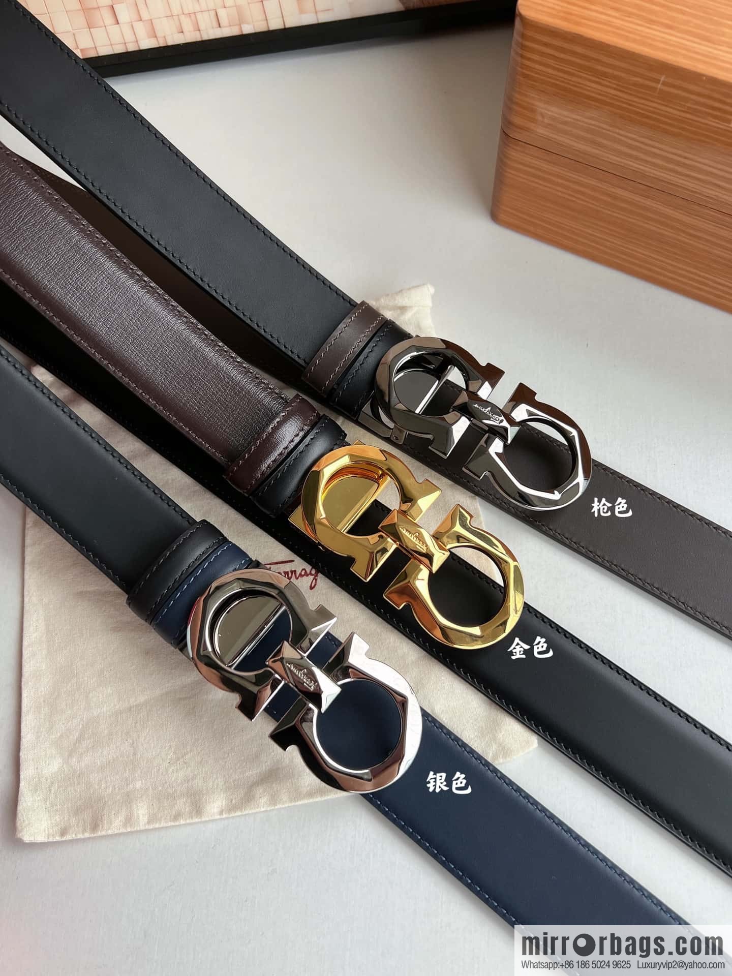 Ferragamo Ferragamo, first layer calfskin men's 3.5cm belt