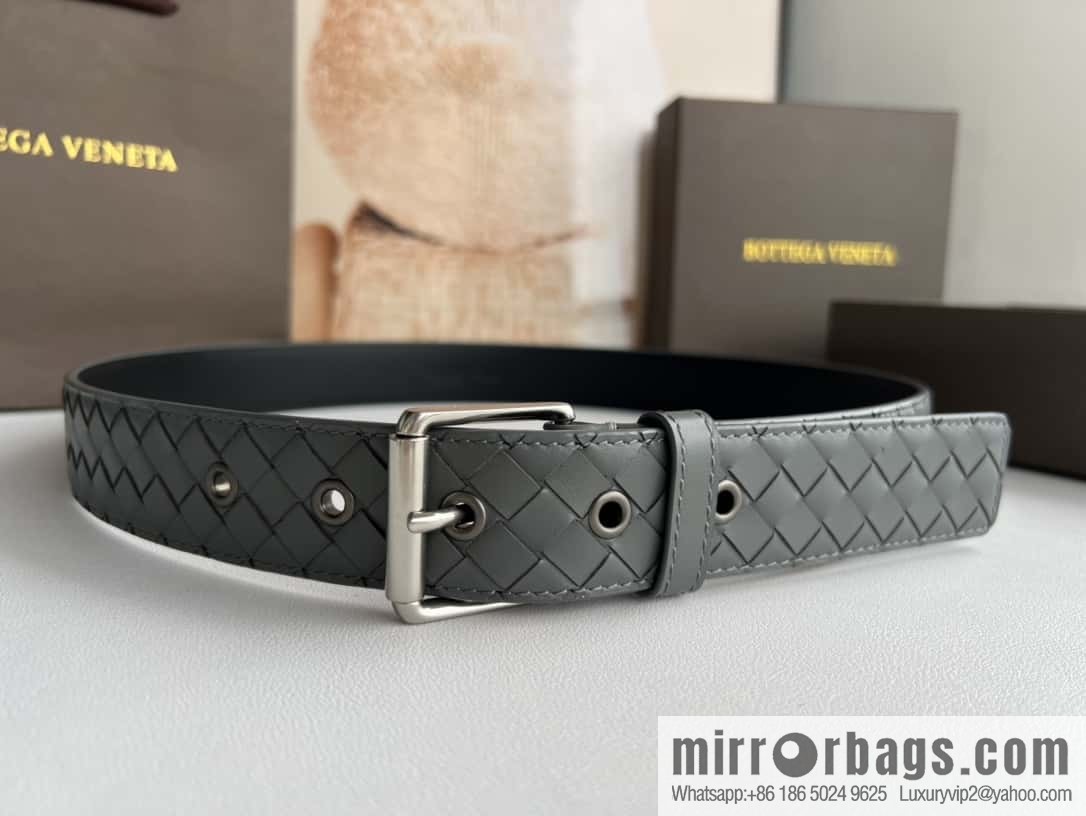 BV Safeguard Replica Luxury Handbag, Exquisite Silver Five Metal Buckle Men's 3.5cm Belt